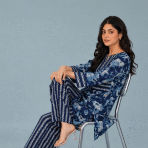 Indigo Cotton Coord Set for Women Office Wear